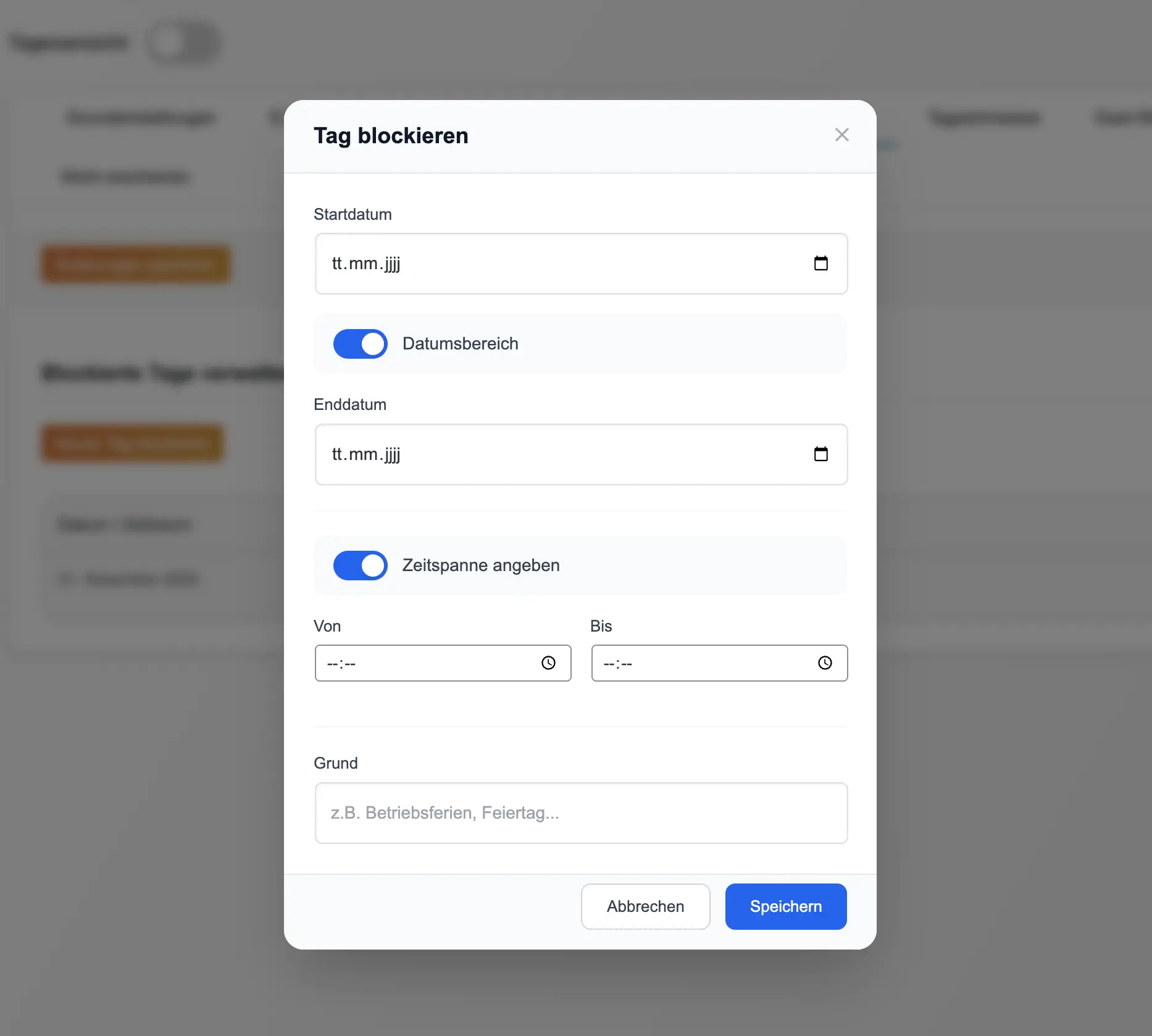 Vorschau Tischreservierung 2