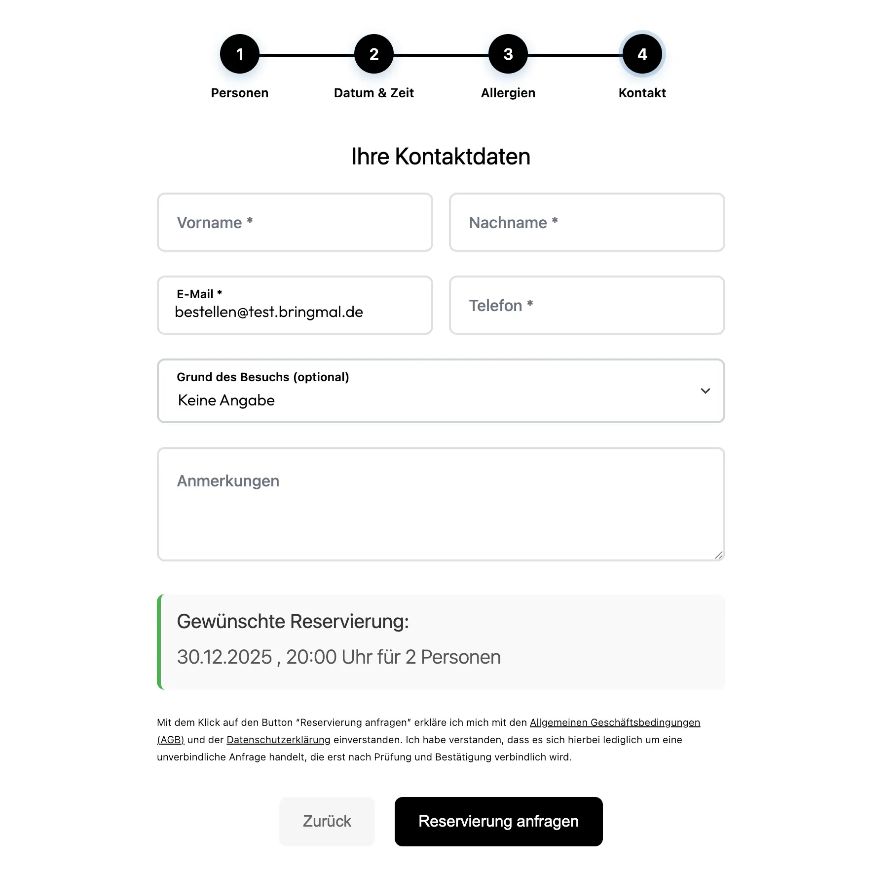 Vorschau Tischreservierung 2