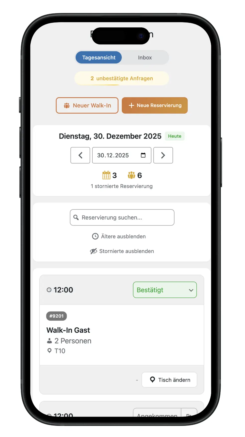 Vorschau Tischreservierung 2