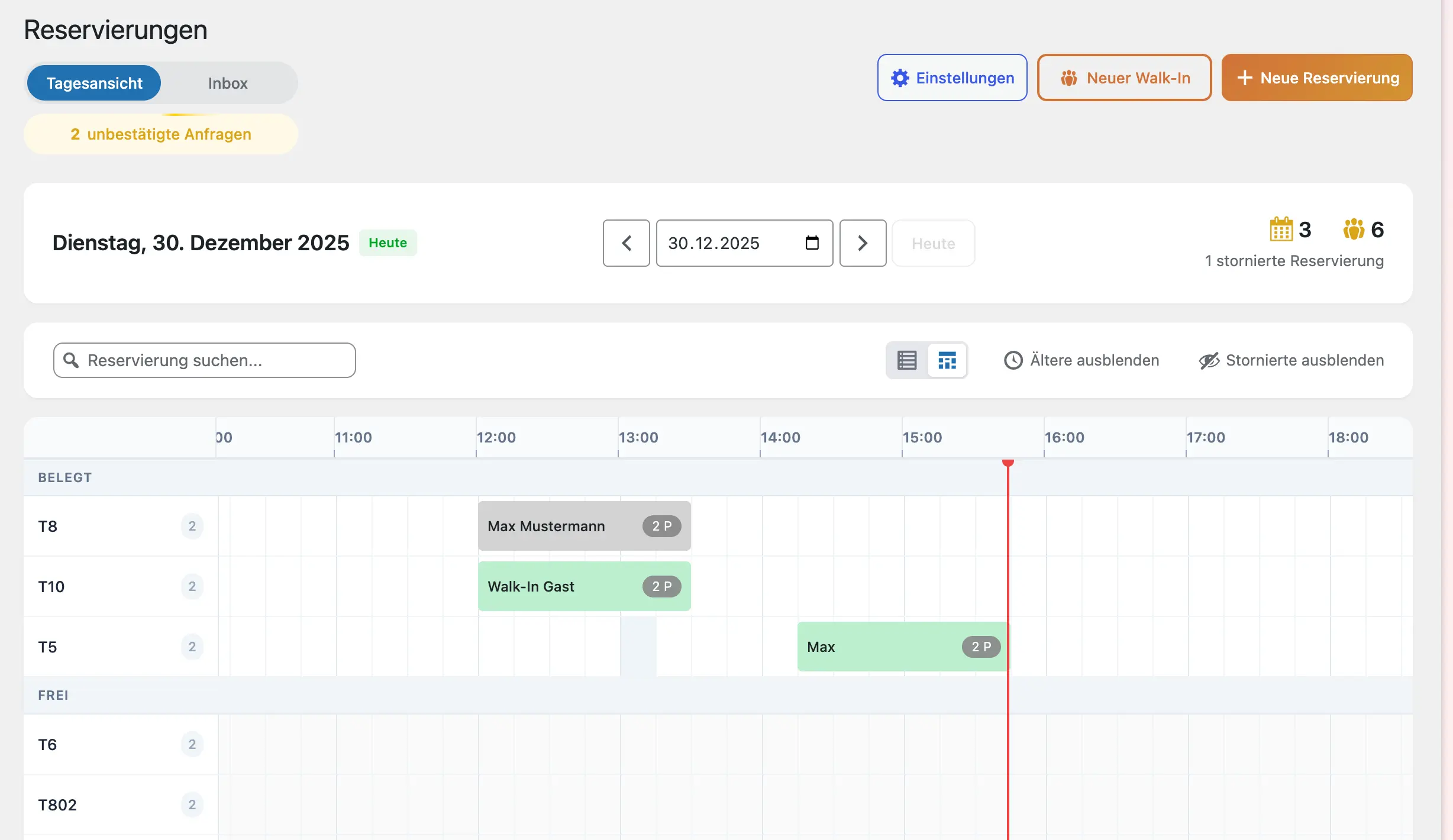 Vorschau Tischreservierung 2