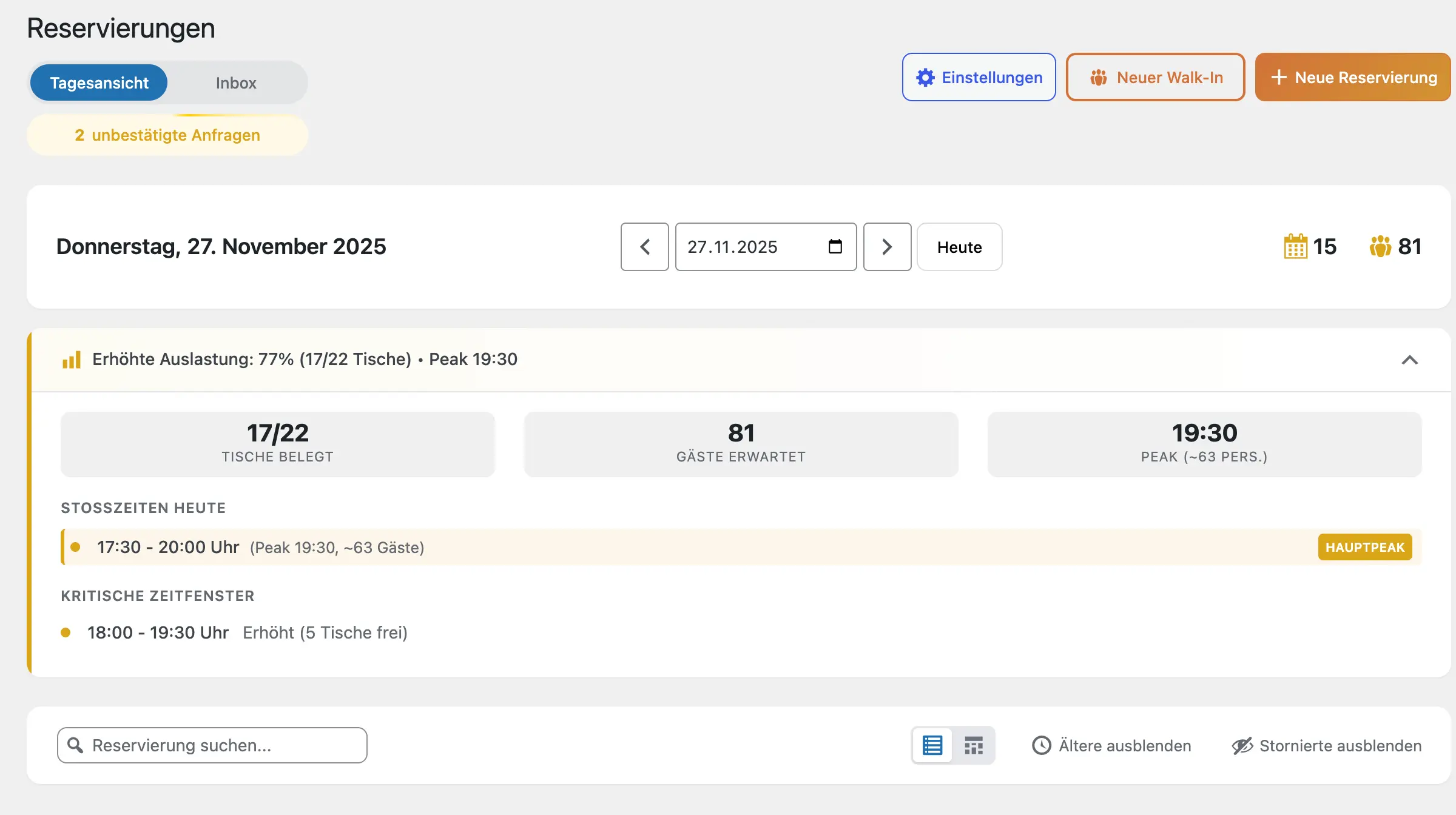Vorschau Tischreservierung 2
