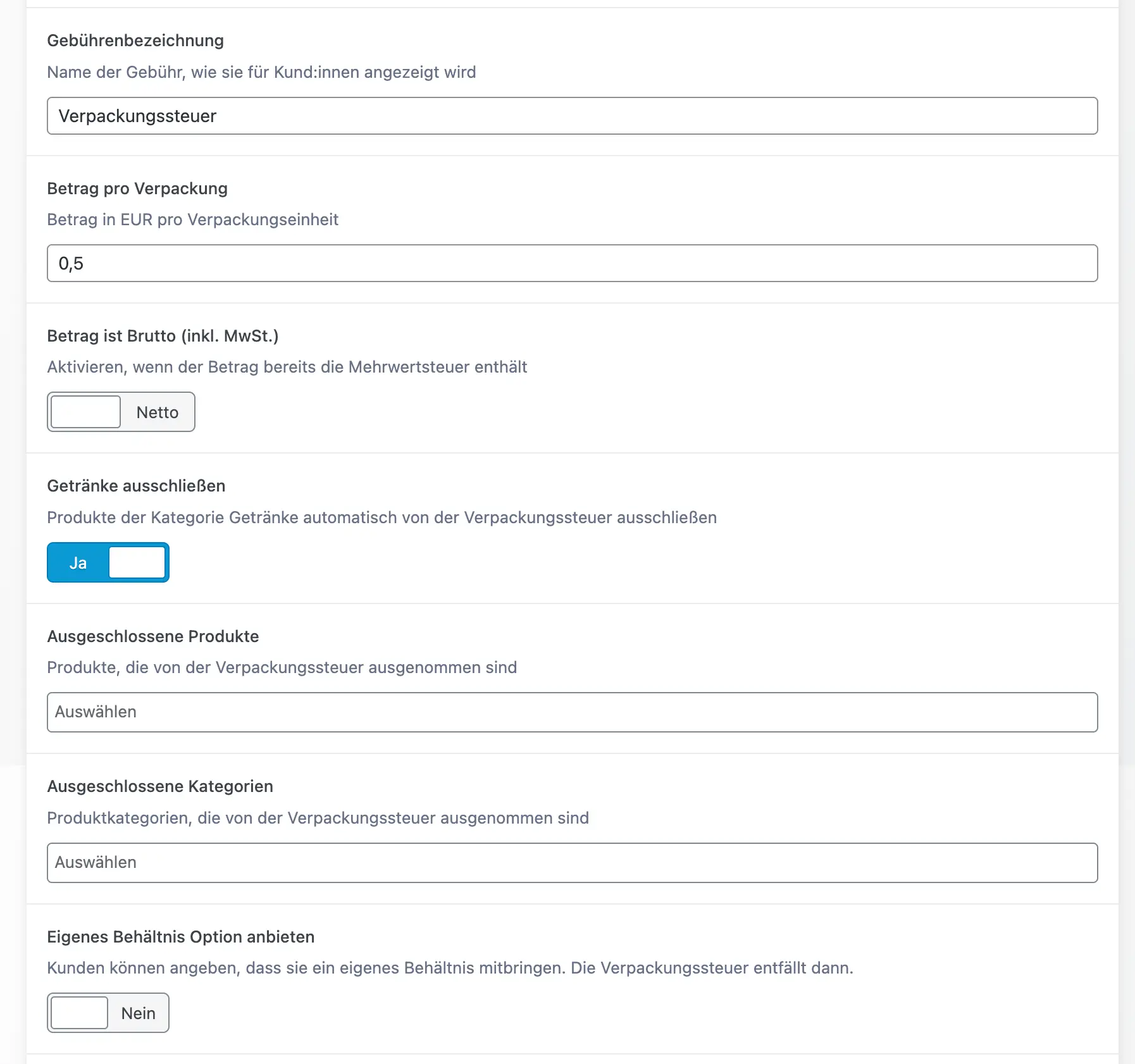 Vorschau Verpackungssteuer