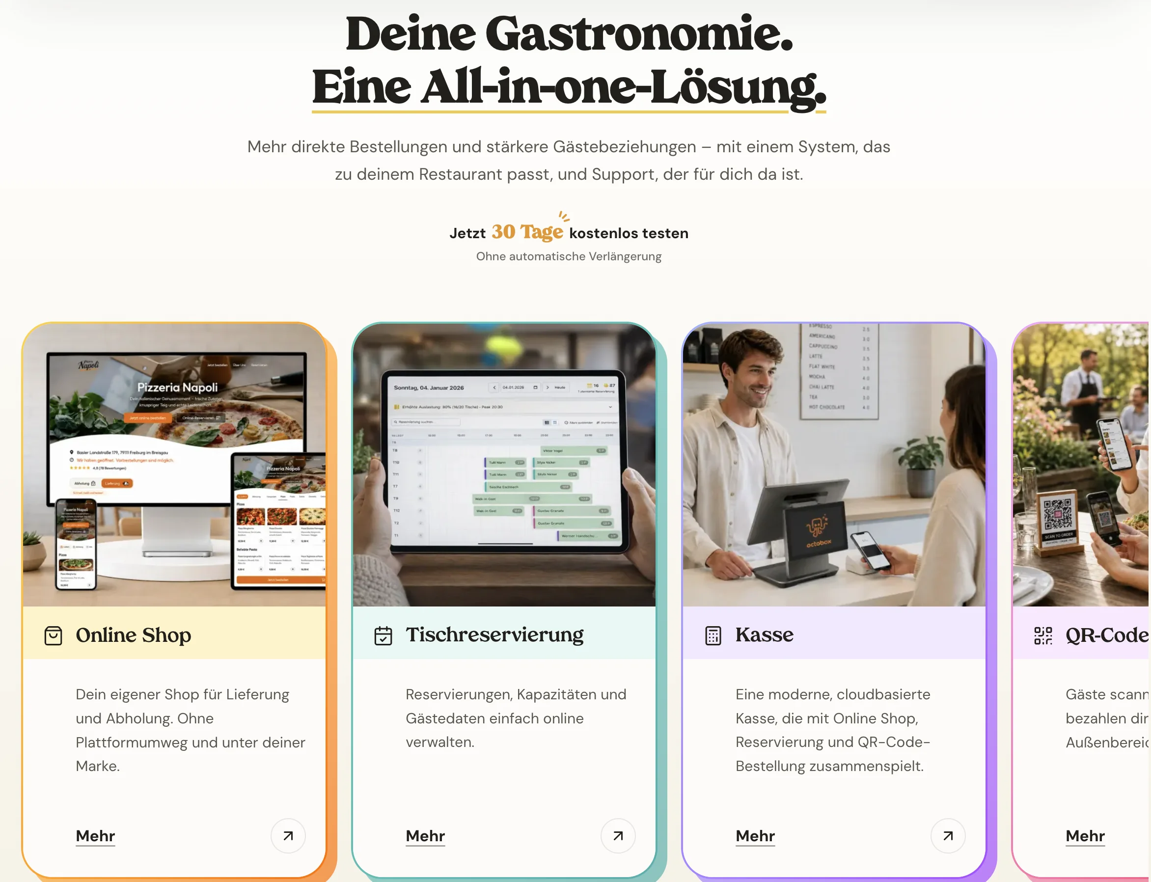 Bringmal Website mit Online Shop, Tischreservierung, Kasse und QR Bestellung